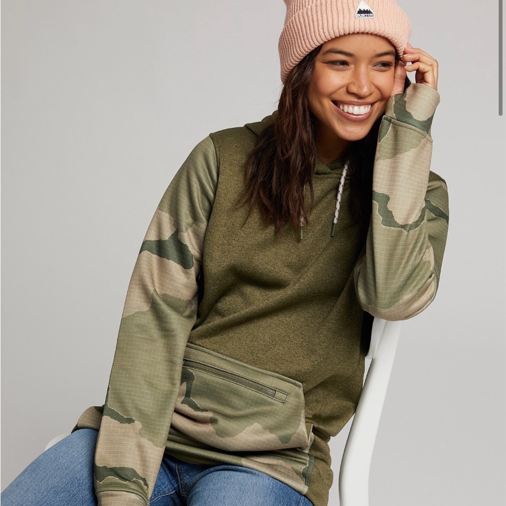 Burton Olive Camo Pullover Long Hoodie